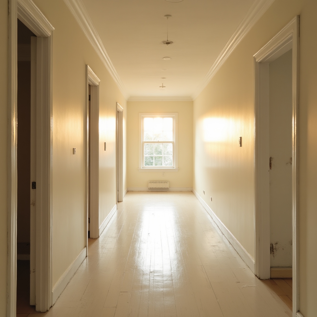 Completed freshly painted apartment interior ready for tenant move-in with clean walls and fixtures